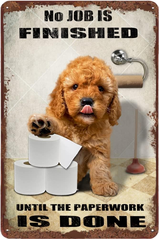 Farming Jobs - Goldendoodle Hund Badezimmer Blechschild Rollenpapier No