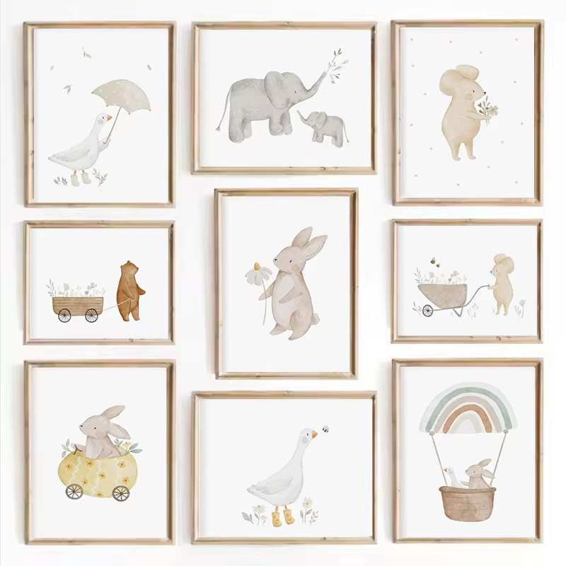 Agriculture Vertical Farming - Boho Cartoon Bauernhof Tiere Wand Kunst