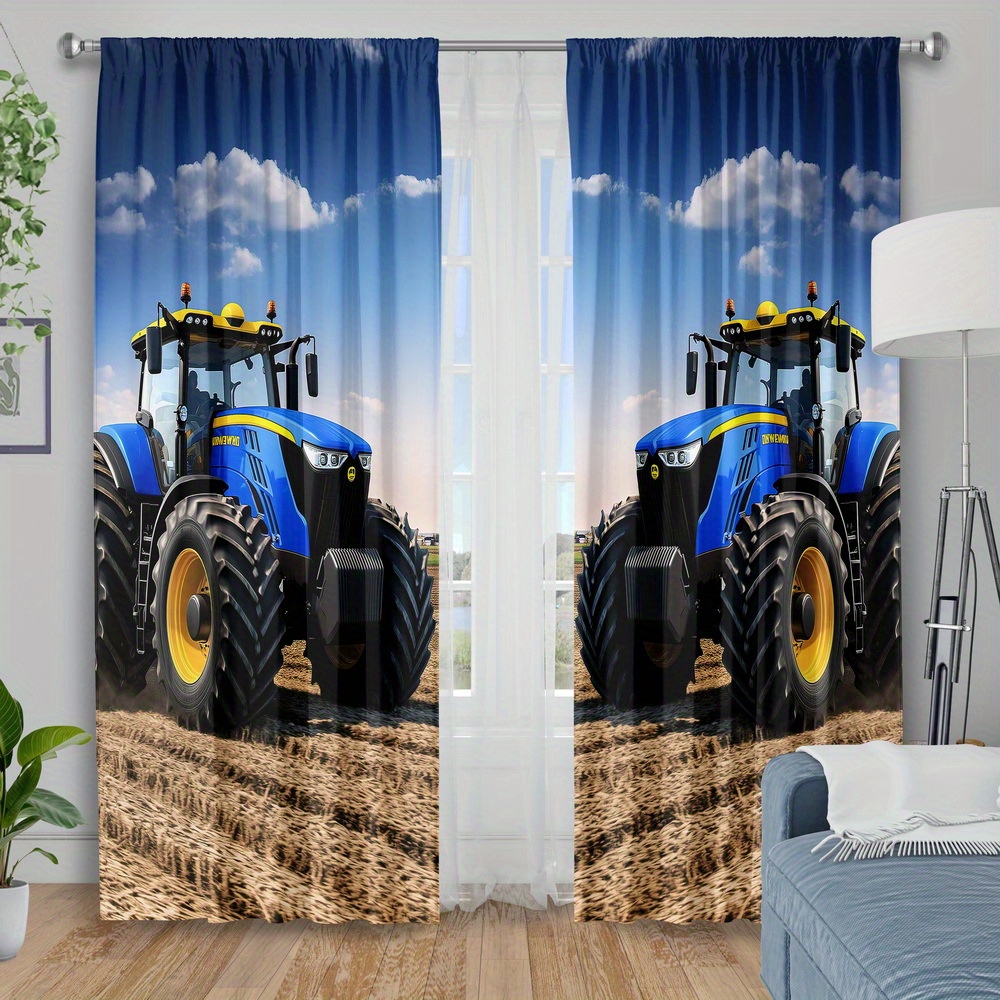 Blauer Traktor-Vorhang, Vorhän – Agriculture Farming For Kids Bewertung und Preis